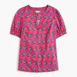 J. Crew Women's 2024 Printed Short‎ Sleeve Poplin Top Pink- Size XS